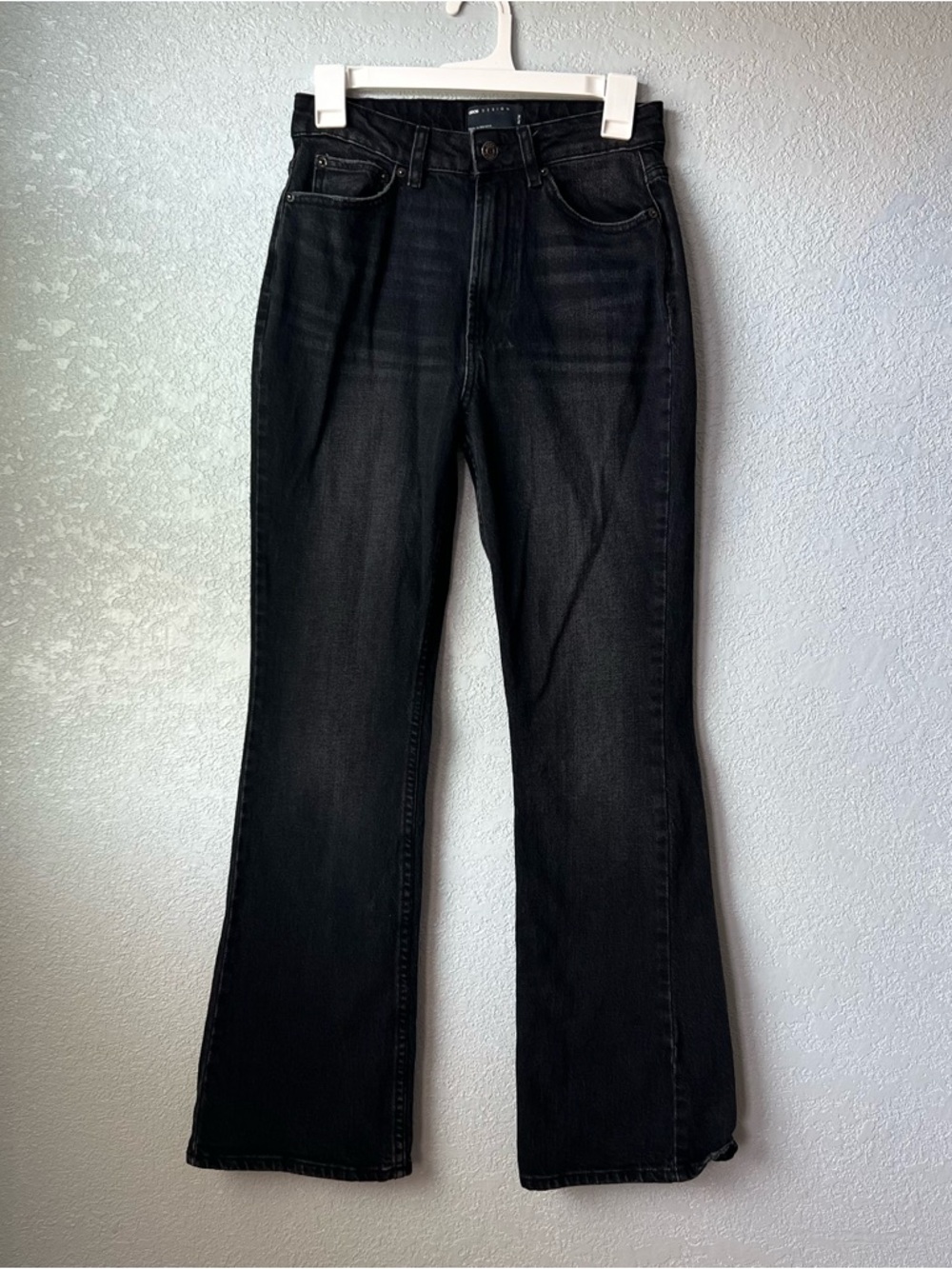 ASOS Design Black Flare Jeans High Rise Bootcut Y2K Dark Wash Size 26